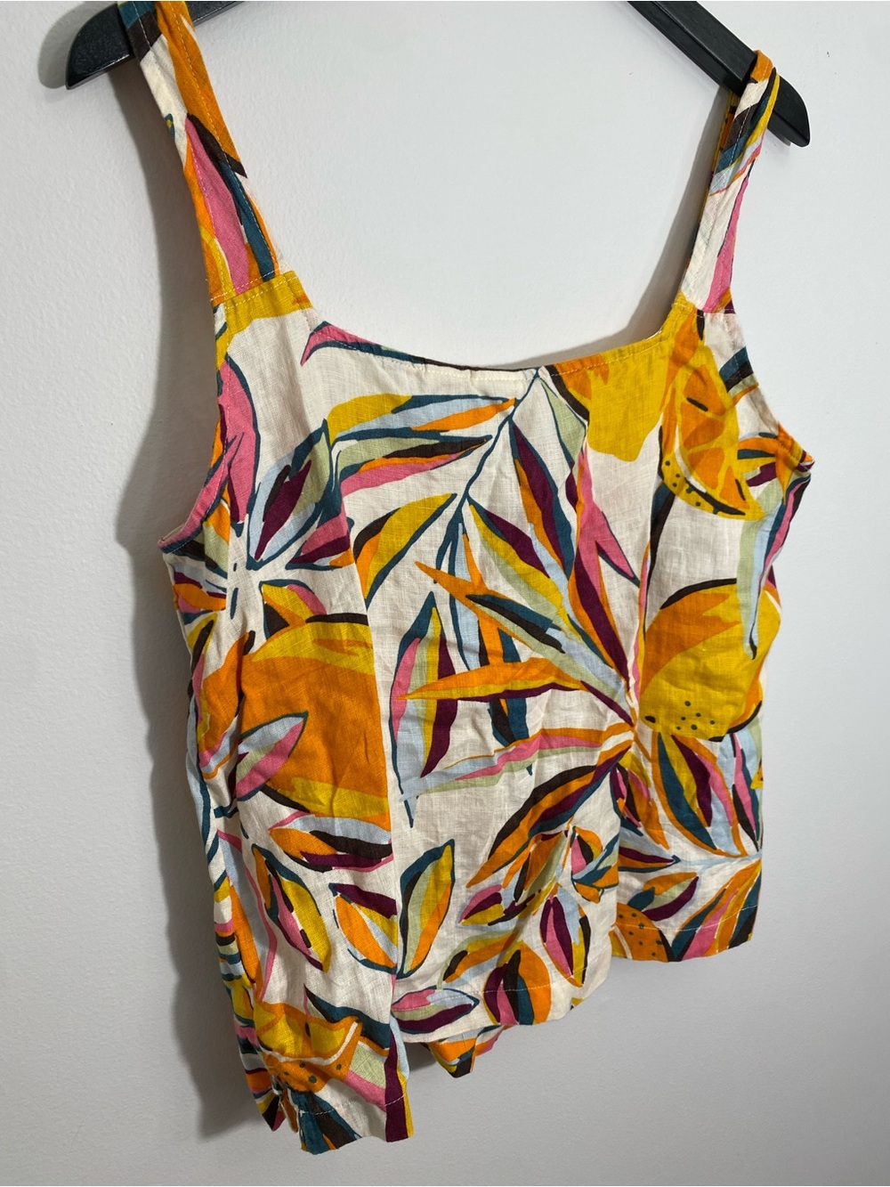 C&C California Linen Multicolour Leaf-Print Button Tank Top Large - Picture 6 of 11